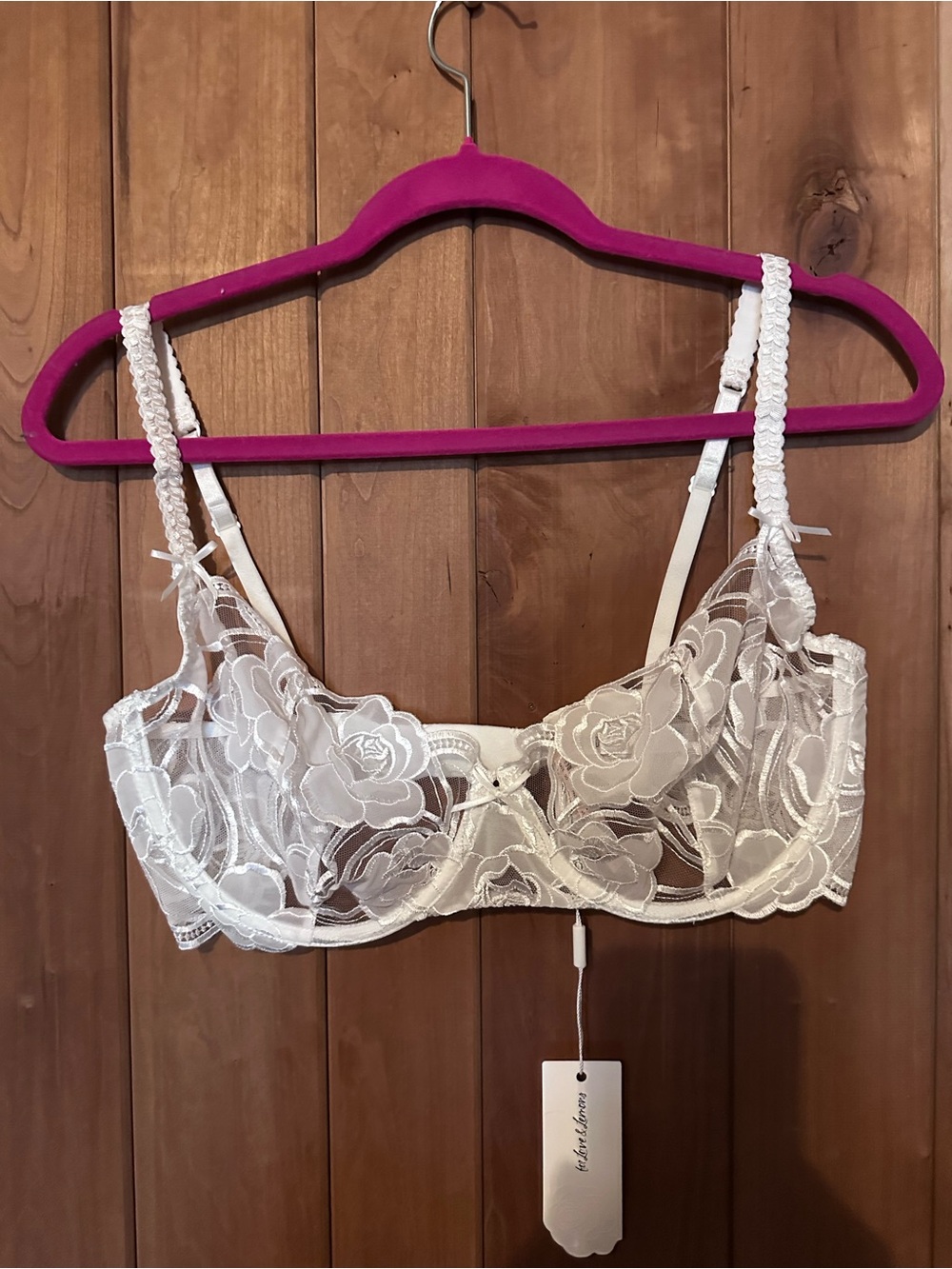 Victoria's Secret White Sheer Floral Lace Underwire Bra